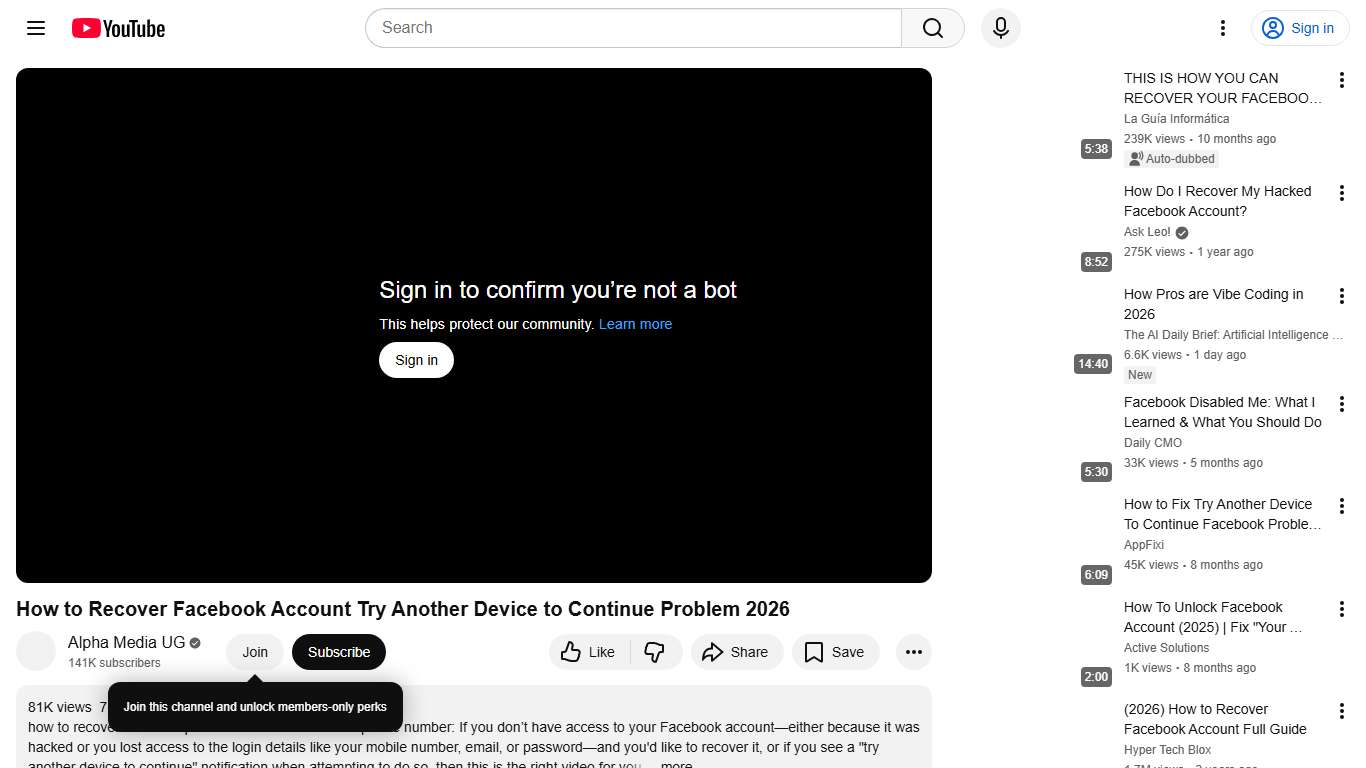 How to Recover Facebook Account Try Another Device to Continue Problem 2026 - YouTube